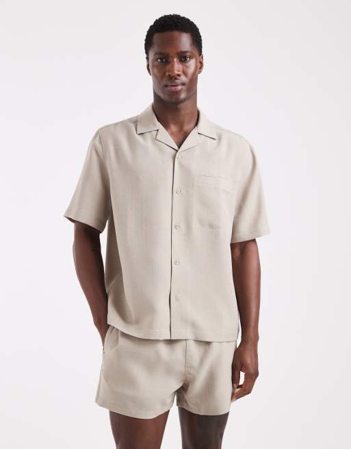 ASOS DESIGN – Szarobeżowy zestaw z materiału o wyglądzie lnu, 2 z 3
