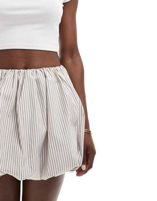 ASOS DESIGN – Kamiennobeżowa spódnica mini bombka w paski, 5 z 5
