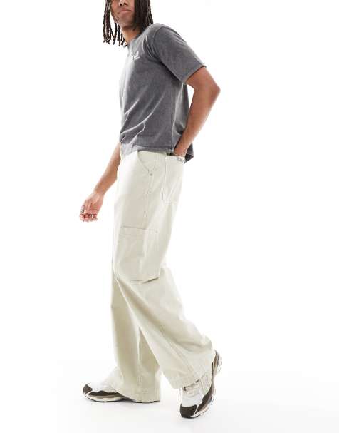 ASOS DESIGN loose cargo trousers in stone