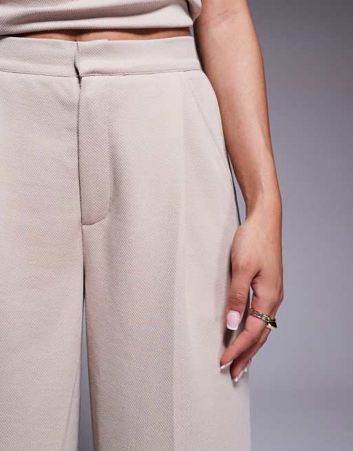 ASOS DESIGN – Kamiennobeżowe eleganckie spodnie z szerokimi nogawkami, część zestawu, 4 z 5