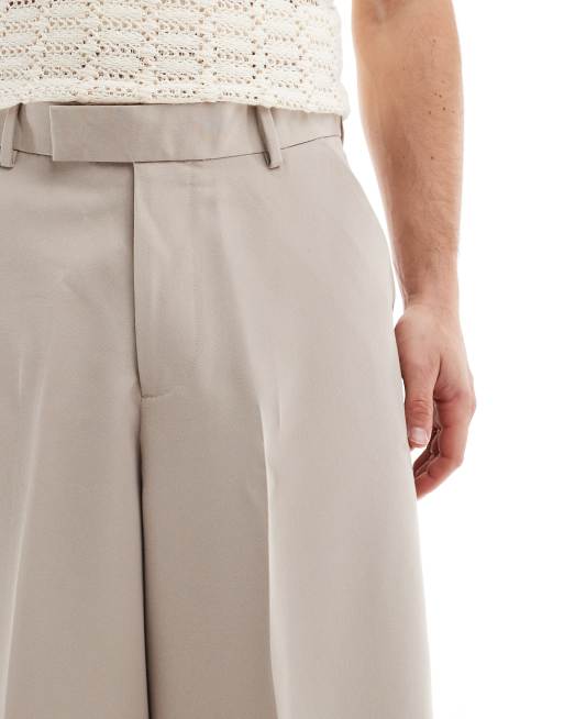 ASOS DESIGN – Kamiennobeżowe eleganckie spodnie z szerokimi nogawkami, 2 z 5