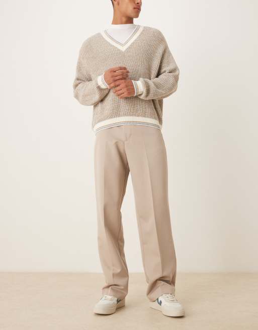 ASOS DESIGN – Kamiennobeżowe eleganckie spodnie z szerokimi nogawkami, 2 z 5