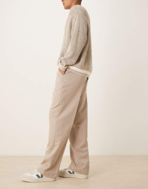 ASOS DESIGN – Kamiennobeżowe eleganckie spodnie z szerokimi nogawkami, 3 z 5