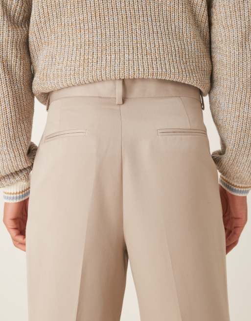 ASOS DESIGN – Kamiennobeżowe eleganckie spodnie z szerokimi nogawkami, 5 z 5