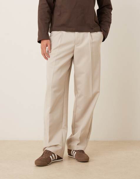 ASOS DESIGN smart wide leg trousers in stone