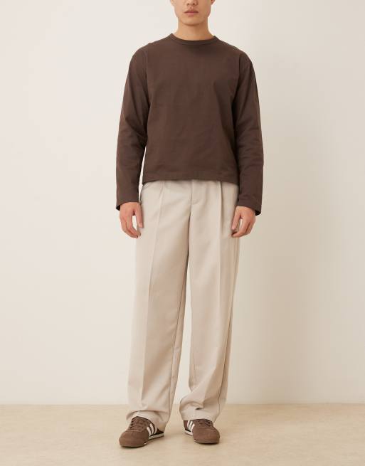 ASOS DESIGN – Kamiennobeżowe eleganckie spodnie z szerokimi nogawkami, 2 z 5