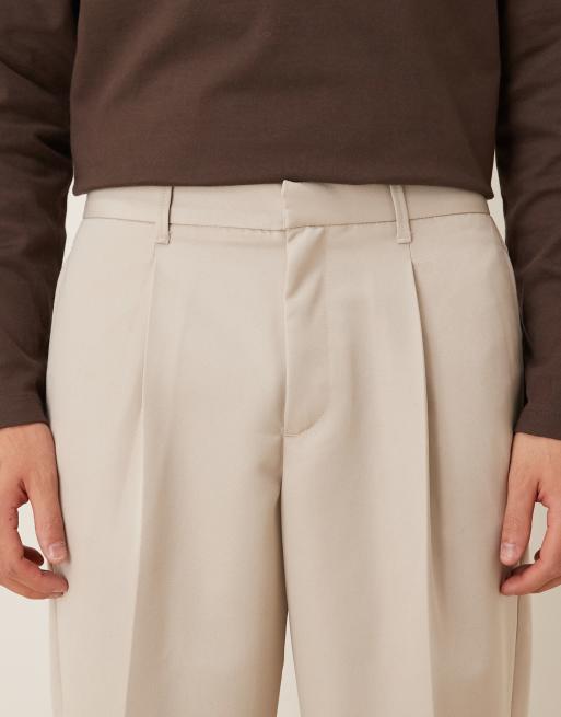 ASOS DESIGN – Kamiennobeżowe eleganckie spodnie z szerokimi nogawkami, 4 z 5