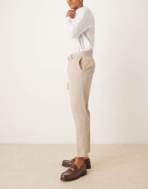 ASOS DESIGN – Kamiennobeżowe eleganckie zwężane spodnie, 3 z 5
