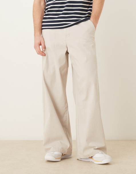 ASOS DESIGN loose chinos in stone