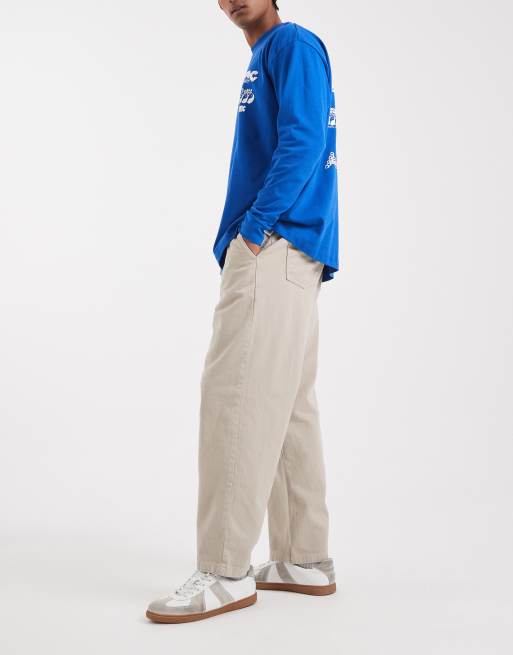 ASOS DESIGN – Kamiennobeżowe luźne spodnie ze zwężanymi nogawkami, 3 z 5