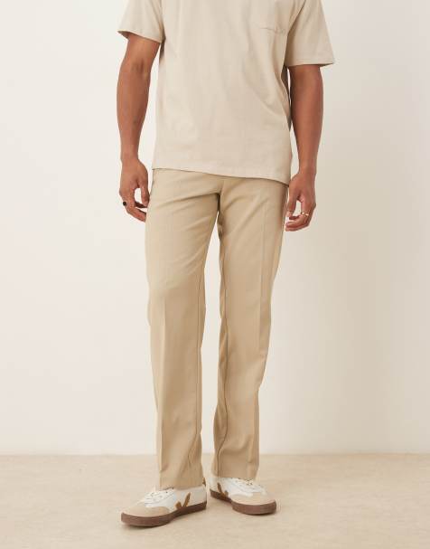 ASOS DESIGN straight leg suit trousers in stone