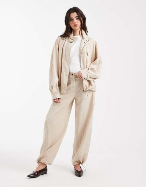 ASOS DESIGN balloon trousers with utility d ring details co-ord in stone