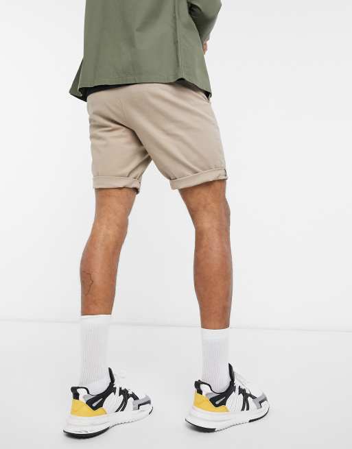 ASOS DESIGN – Kamiennobeżowe średniej długości obcisłe szorty chinosy , 2 z 4