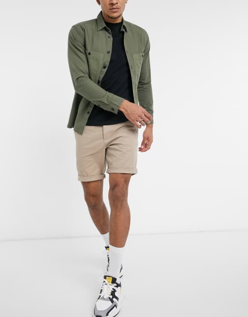 ASOS DESIGN – Kamiennobeżowe średniej długości obcisłe szorty chinosy , 4 z 4