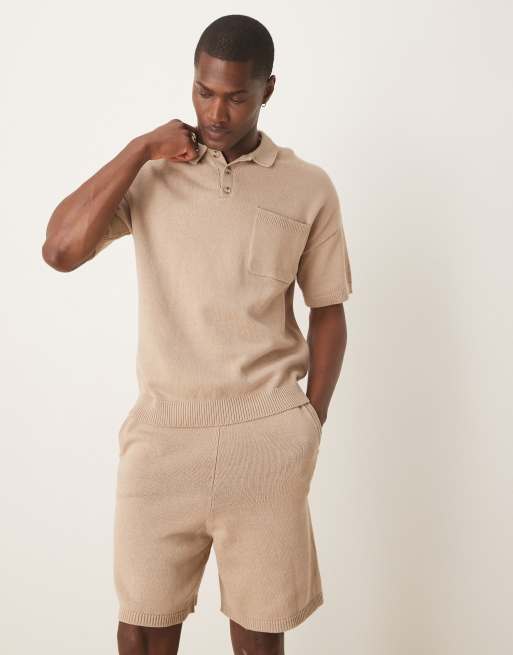 ASOS DESIGN – Kamiennobeżowe szorty oversize ze średniej grubości bawełnianej dzianiny, część zestawu