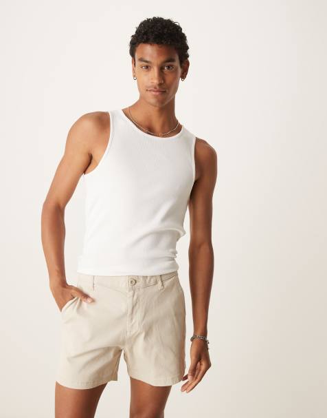 ASOS DESIGN shorter length pull on chino short in stone