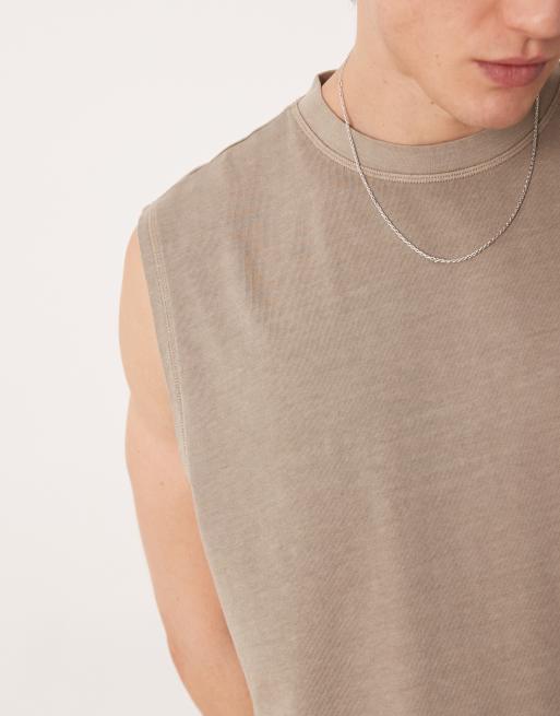 ASOS DESIGN – Kamiennobeżowy gruby top bez rękawów oversize, 5 z 5
