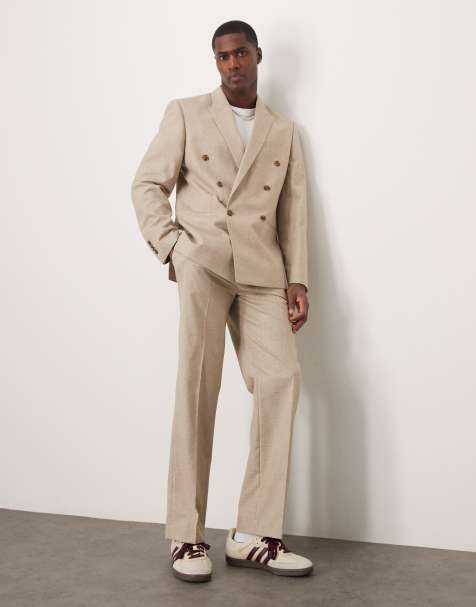 ASOS DESIGN – Kamiennobeżowy melanżowy garnitur o dopasowanym kroju - view 1