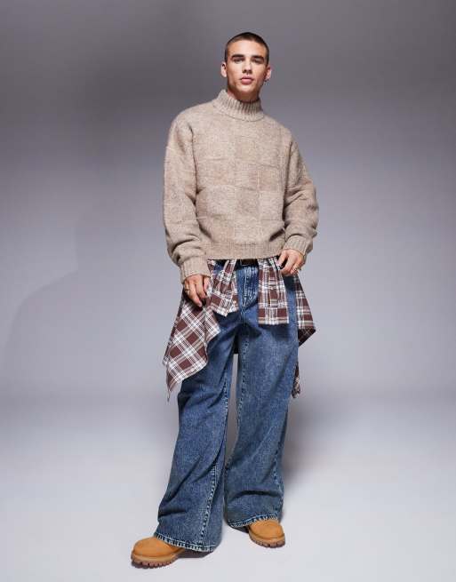 ASOS DESIGN – Kamiennobeżowy sweter o pudełkowym kroju oversize z golfem, 2 z 4