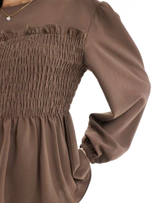 ASOS DESIGN – Kamiennobeżowy top z marszczoną talią, 2 z 4