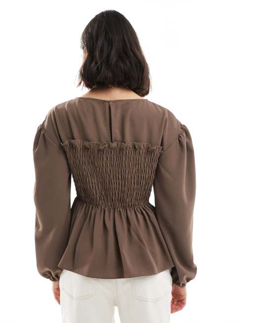 ASOS DESIGN – Kamiennobeżowy top z marszczoną talią, 4 z 4