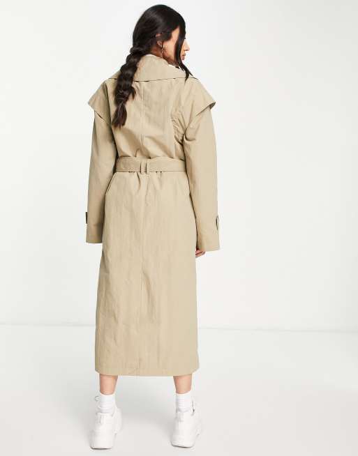 ASOS DESIGN – Kamiennobeżowy trencz z ozdobnymi rękawami, 4 z 4