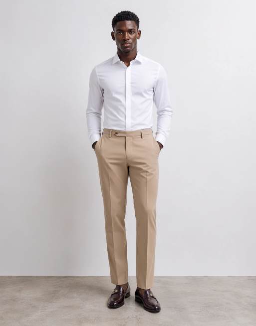 ASOS DESIGN – Kamiennoszare spodnie garniturowe o dopasowanym kroju, 9 z 9