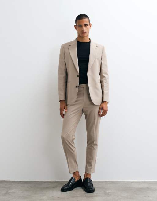 ASOS DESIGN – Szarobeżowy zwężany garnitur, 2 z 3