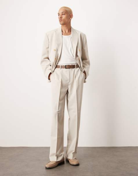 ASOS DESIGN – Kamiennoszare spodnie garniturowe z szerokimi nogawkami - view 1