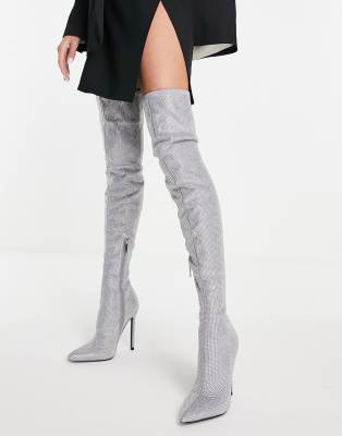 Gray over sale the knee boots