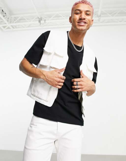 ASOS DESIGN – Kamizelka utility w kolorze ecru