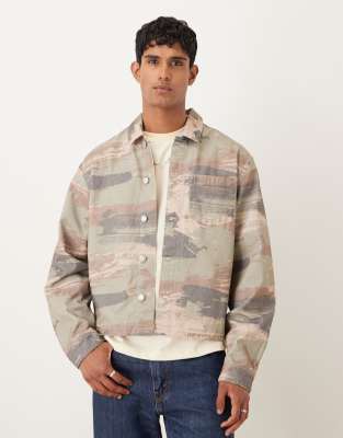 ASOS DESIGN – Kamouflagemönstrad, boxig skjorta i oversize, del av set - view 1