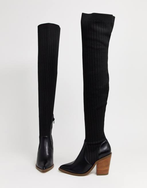 alva over the knee sock knit boot