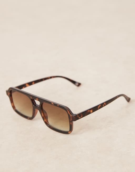 ASOS DESIGN - Kantede pilotsolbriller med stel med skildpaddemønster og graduerede glas, 3 af 3