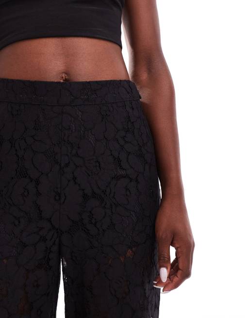 ASOS DESIGN - Kanten broek met wijde pijpen in zwart, 5 van 5