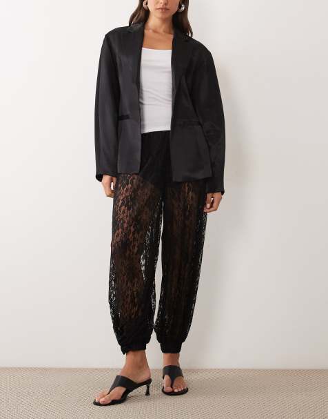 ASOS DESIGN kanten bubble harembroek in zwart - view 1