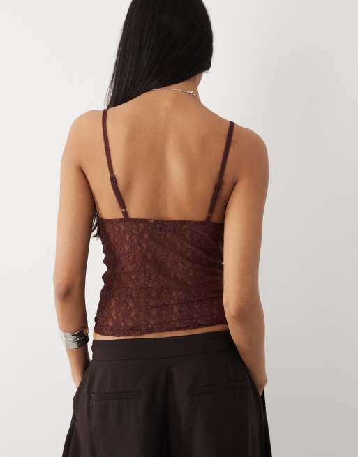 ASOS DESIGN - Kanten camitop in chocoladebruin, 4 van 4