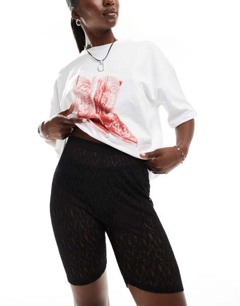 ASOS DESIGN - Kanten leggingshort in zwart - view 1