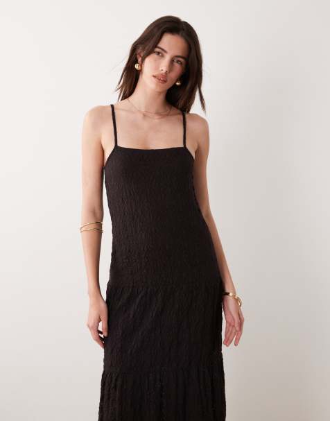 ASOS DESIGN - Kanten maxi jurk met A-lijn in chocoladebruin - view 1