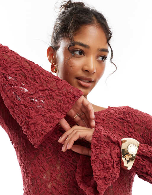 Kanten Lange Mouwen Top Kanten Top Wit Shirt Met Kant Kanten Shirt