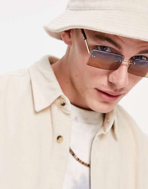 ASOS DESIGN - Kantløse solbriller med graduerede glas i guldfarvet finish, 3 af 4
