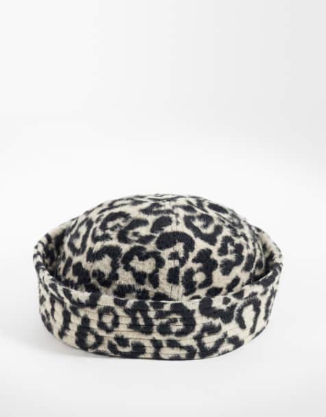 ASOS DESIGN kapelusz bucket z odwiniętym brzegiem we wzór leopardzi - view 1