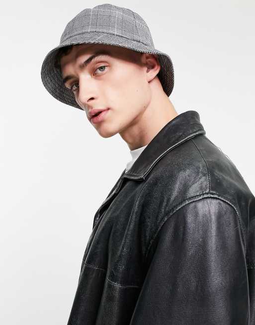 ASOS DESIGN – Kapelusz typu bucket w szarą kratę