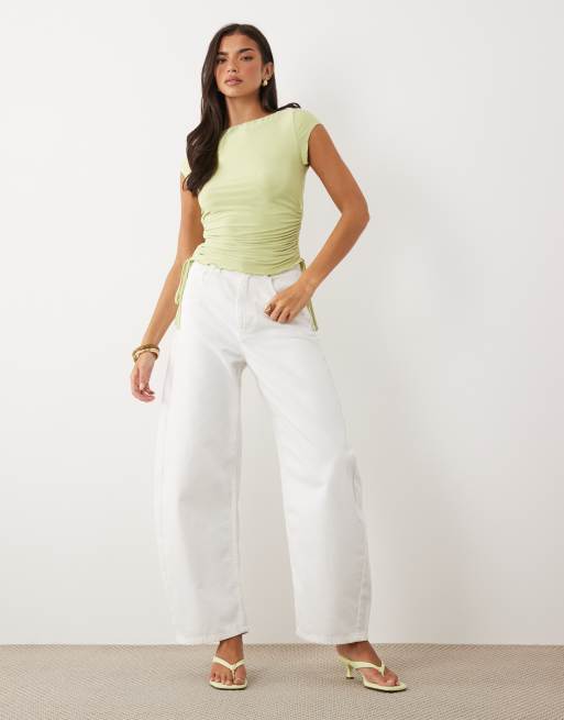 ASOS DESIGN - Kapmouwtjes met geschulpte rand en rimpeleffect in limoengroen, 2 van 4