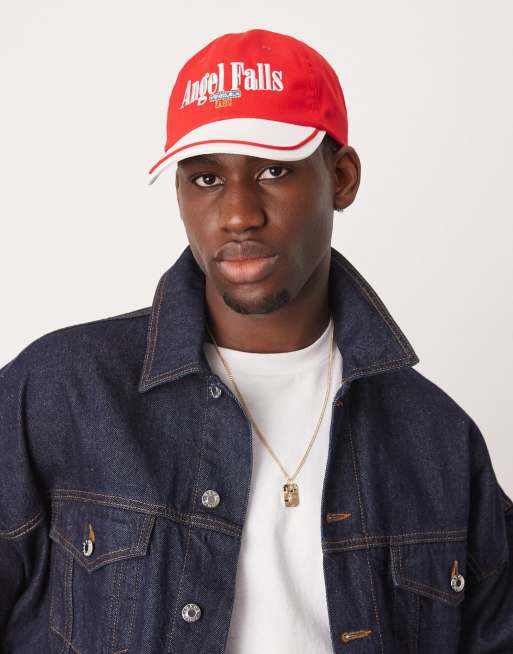 ASOS DESIGN – Kappe in Rot mit Kontrastschirm
