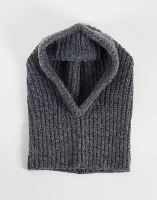 ASOS DESIGN Kapuze aus Rippstrick in Grau, 3 von 3