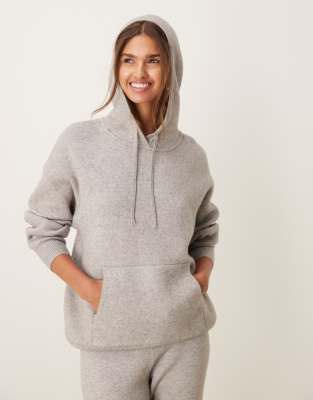 ASOS DESIGN - Kapuzenpullover aus kompaktem Strick in Grau, Kombiteil