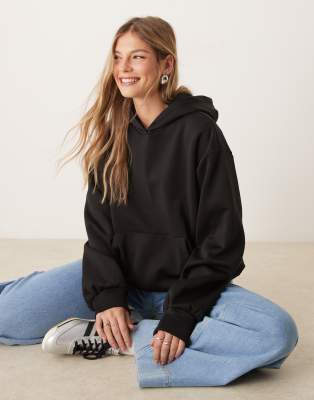 ASOS DESIGN - Kapuzenpullover aus Scuba-Stoff Schwarz