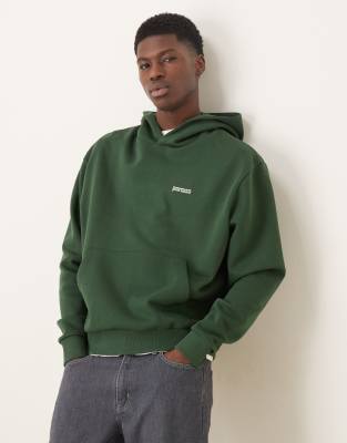 Kapuzenpullover in Grün mit Print Grün L