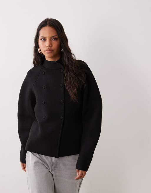 ASOS DESIGN kardigan dwurzędowy z modelowanymi rękawami w kolorze czarnym, 2 z 4